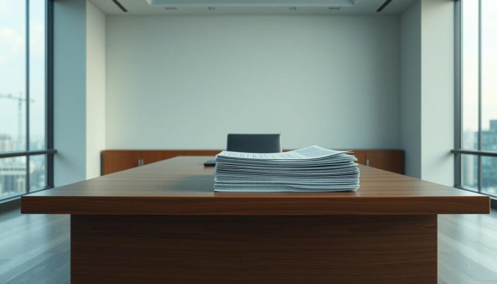 A clean, minimalist office setting with a large wooden desk. On the desk, a stack of neatly organized documents and financial statements, conveying the concept of "management fees". The lighting is soft and diffused, creating a professional and authoritative atmosphere. In the background, a large window offers a cityscape view, suggesting the high-stakes world of wealth management. The overall composition is balanced and symmetrical, reflecting the precision and attention to detail required in managing client portfolios. A clean, minimalist office setting with a large wooden desk. On the desk, a stack of neatly organized documents and financial statements, conveying the concept of "management fees". The lighting is soft and diffused, creating a professional and authoritative atmosphere. In the background, a large window offers a cityscape view, suggesting the high-stakes world of wealth management. The overall composition is balanced and symmetrical, reflecting the precision and attention to detail required in managing client portfolios.