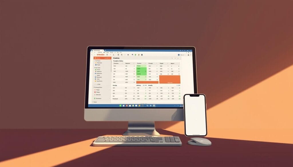 A comparison of Quicken Classic desktop software and its mobile counterpart, captured in a high-fidelity, realistic illustration. The desktop version dominates the foreground, its crisp user interface and familiar layout contrasted against the sleek, minimalist mobile app in the background. Warm, directional lighting illuminates the scene, casting subtle shadows that convey a sense of depth and dimension. The overall composition is balanced, with a clean, professional aesthetic that aligns with the subject matter of personal finance management. A comparison of Quicken Classic desktop software and its mobile counterpart, captured in a high-fidelity, realistic illustration. The desktop version dominates the foreground, its crisp user interface and familiar layout contrasted against the sleek, minimalist mobile app in the background. Warm, directional lighting illuminates the scene, casting subtle shadows that convey a sense of depth and dimension. The overall composition is balanced, with a clean, professional aesthetic that aligns with the subject matter of personal finance management.
