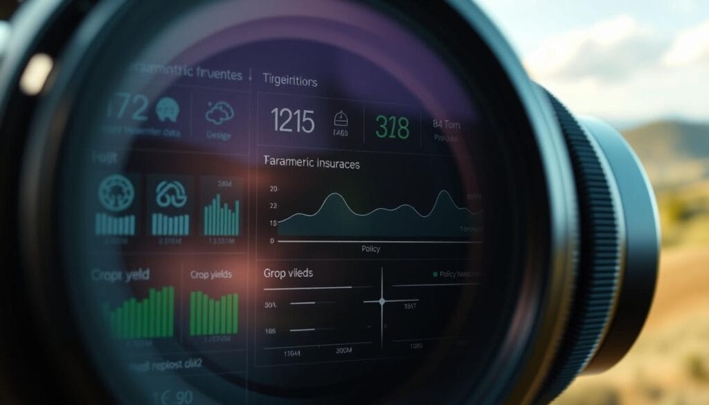 A data-driven dashboard showcasing parametric insurance triggers, captured through a high-resolution digital camera lens. In the foreground, a series of intuitive icons and visualizations representing different triggering events, such as weather data, seismic activity, and crop yields. The middle ground features a clean, minimalist layout with sliding scales and adjustable parameters, allowing for precise policy customization. The background is a subtly blurred landscape, hinting at the real-world implications of these triggers, creating a sense of balance between the technical and the practical. Soft, directional lighting accentuates the sleek, modern aesthetic, conveying the efficiency and reliability of parametric insurance solutions.