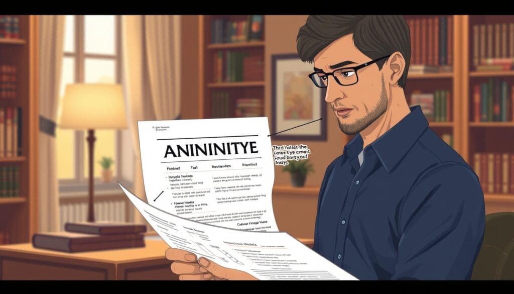 A detailed illustration depicting the understanding of annuities. In the foreground, a person carefully examining a financial document, their expression one of thoughtful contemplation. In the middle ground, a visual representation of an annuity, with clear labels and annotations explaining its key components. The background features a serene, yet sophisticated office setting, with bookshelves, a wooden desk, and soft, warm lighting from a floor lamp. The overall mood is one of intellectual engagement and financial literacy, inviting the viewer to explore the intricacies of annuities and their role in retirement planning. A detailed illustration depicting the understanding of annuities. In the foreground, a person carefully examining a financial document, their expression one of thoughtful contemplation. In the middle ground, a visual representation of an annuity, with clear labels and annotations explaining its key components. The background features a serene, yet sophisticated office setting, with bookshelves, a wooden desk, and soft, warm lighting from a floor lamp. The overall mood is one of intellectual engagement and financial literacy, inviting the viewer to explore the intricacies of annuities and their role in retirement planning.
