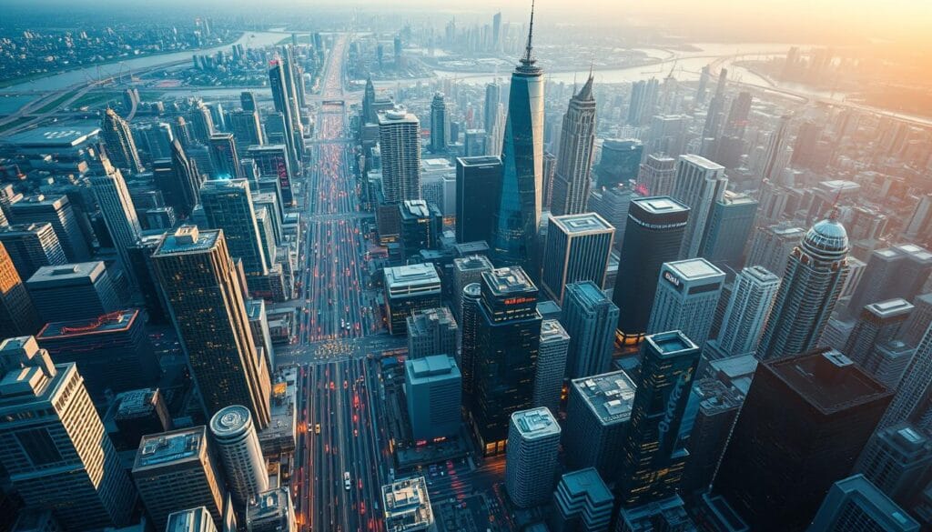 A dynamic, data-driven landscape of financial sectors in 2025. A detailed aerial view showcases various industry segments - technology, healthcare, energy, finance - as distinct zones within a cityscape. Shimmering skyscrapers, bustling streets, and interconnected transportation networks create a vibrant, futuristic atmosphere. Subtle lighting highlights key trends and growth patterns, guiding the viewer's eye through the complex interplay of sectors. The composition conveys a sense of balance, innovation, and strategic opportunity, reflecting the insights needed to navigate the evolving stock market landscape. A dynamic, data-driven landscape of financial sectors in 2025. A detailed aerial view showcases various industry segments - technology, healthcare, energy, finance - as distinct zones within a cityscape. Shimmering skyscrapers, bustling streets, and interconnected transportation networks create a vibrant, futuristic atmosphere. Subtle lighting highlights key trends and growth patterns, guiding the viewer's eye through the complex interplay of sectors. The composition conveys a sense of balance, innovation, and strategic opportunity, reflecting the insights needed to navigate the evolving stock market landscape.