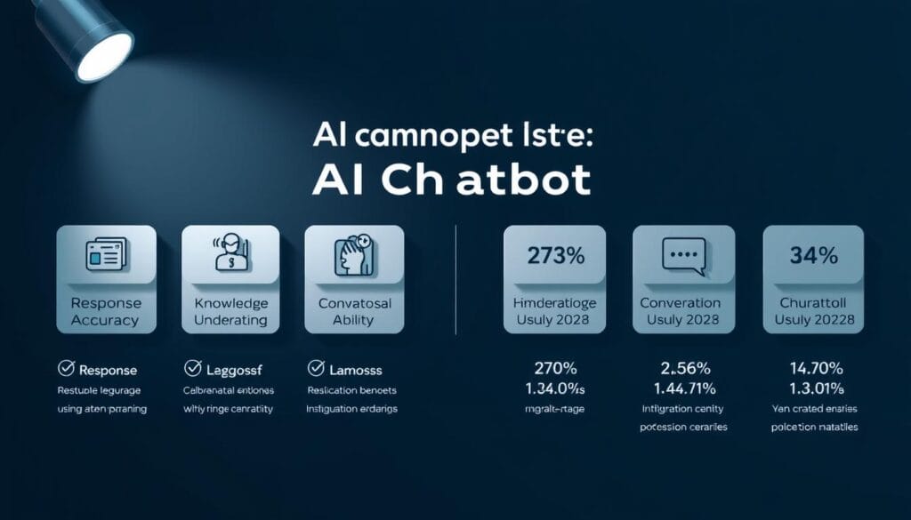 A modern, minimalist infographic showcasing the key comparison criteria for AI chatbots. In the foreground, neatly arranged icons and simple labels highlight factors like response accuracy, natural language understanding, empathy, knowledge breadth, and conversational ability. In the middle ground, sleek data visualizations provide quantitative comparisons across these dimensions. The background features a subdued, geometric pattern in cool tones, establishing a professional, technology-driven atmosphere. Balanced lighting from the top-left casts subtle shadows, enhancing the 3D depth and tactile feel of the elements. The overall composition is clean, elegant, and optimized for clarity in an editorial context. A modern, minimalist infographic showcasing the key comparison criteria for AI chatbots. In the foreground, neatly arranged icons and simple labels highlight factors like response accuracy, natural language understanding, empathy, knowledge breadth, and conversational ability. In the middle ground, sleek data visualizations provide quantitative comparisons across these dimensions. The background features a subdued, geometric pattern in cool tones, establishing a professional, technology-driven atmosphere. Balanced lighting from the top-left casts subtle shadows, enhancing the 3D depth and tactile feel of the elements. The overall composition is clean, elegant, and optimized for clarity in an editorial context.