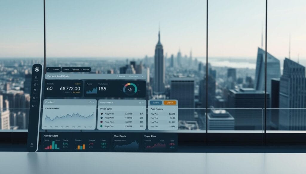 A modern, minimalist investment platform with a sleek, intuitive interface. The foreground features a clean, easy-to-navigate dashboard with clear metrics and controls. The middle ground showcases a range of investment options, from stocks and bonds to alternative assets. In the background, a panoramic view of a bustling financial district, conveying a sense of sophistication and stability. The lighting is soft and inviting, creating a professional yet approachable atmosphere. The camera angle is slightly elevated, providing an overview of the platform's key features and functionalities. A modern, minimalist investment platform with a sleek, intuitive interface. The foreground features a clean, easy-to-navigate dashboard with clear metrics and controls. The middle ground showcases a range of investment options, from stocks and bonds to alternative assets. In the background, a panoramic view of a bustling financial district, conveying a sense of sophistication and stability. The lighting is soft and inviting, creating a professional yet approachable atmosphere. The camera angle is slightly elevated, providing an overview of the platform's key features and functionalities.