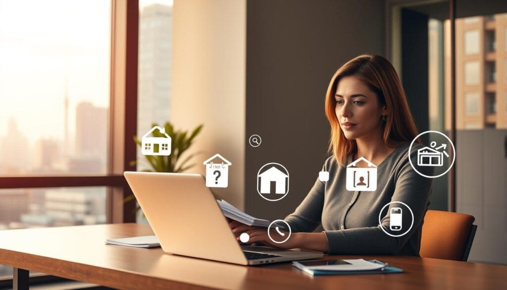 A modern office setting with a woman sitting at a desk, carefully comparing insurance policies on her laptop. The room is bathed in warm, directional lighting, creating a sense of focus and deliberation. In the middle ground, various insurance icons and symbols float gently, representing the different coverage options. In the background, a cityscape of skyscrapers and technology hubs can be seen through the window, symbolizing the digital landscape of modern insurance. The woman's expression is one of thoughtful consideration, as she navigates the complex task of selecting the right insurance provider for her needs. A modern office setting with a woman sitting at a desk, carefully comparing insurance policies on her laptop. The room is bathed in warm, directional lighting, creating a sense of focus and deliberation. In the middle ground, various insurance icons and symbols float gently, representing the different coverage options. In the background, a cityscape of skyscrapers and technology hubs can be seen through the window, symbolizing the digital landscape of modern insurance. The woman's expression is one of thoughtful consideration, as she navigates the complex task of selecting the right insurance provider for her needs.