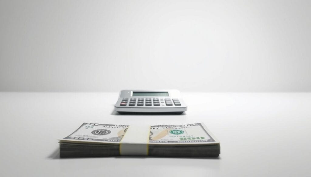 A pristine, minimalist tabletop scene with a crisp white background. In the foreground, a stack of crisp dollar bills, neatly aligned, radiate a sense of financial purity. In the middle ground, a modern metallic calculator sits poised, its digital display showing a simple calculation - "0.00" - hinting at the absence of any origination fees. The lighting is soft and diffused, creating a sense of clarity and tranquility, emphasizing the simplicity and transparency of the lending process. The overall atmosphere evokes a feeling of financial empowerment and responsible borrowing. A pristine, minimalist tabletop scene with a crisp white background. In the foreground, a stack of crisp dollar bills, neatly aligned, radiate a sense of financial purity. In the middle ground, a modern metallic calculator sits poised, its digital display showing a simple calculation - "0.00" - hinting at the absence of any origination fees. The lighting is soft and diffused, creating a sense of clarity and tranquility, emphasizing the simplicity and transparency of the lending process. The overall atmosphere evokes a feeling of financial empowerment and responsible borrowing.