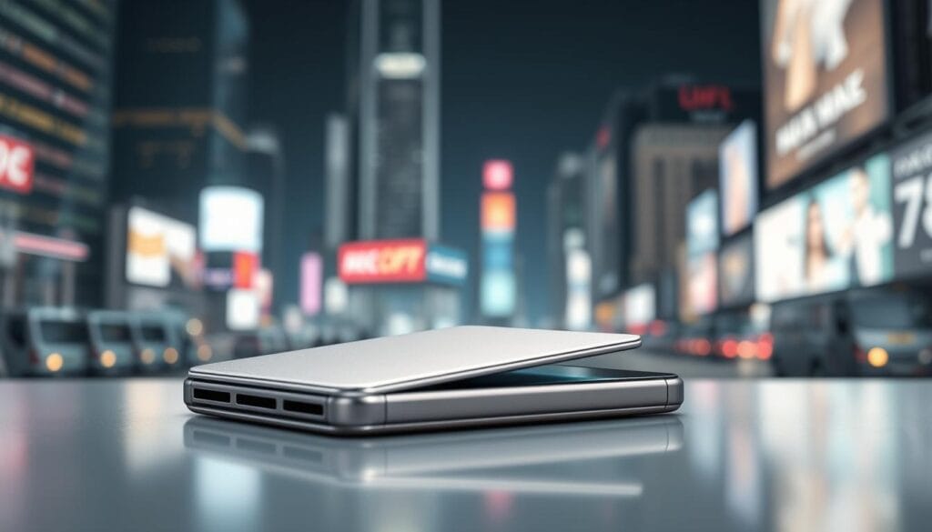 A sleek, minimalist mobile wallet in a modern, metallic finish lies open on a smooth, reflective surface. Delicate shadows cast by the wallet's subtle contours accentuate its streamlined design. In the background, a blurred, futuristic cityscape with towering skyscrapers and neon-lit billboards sets the scene of a vibrant, technologically-advanced environment. Soft, directional lighting from an unseen source creates a sense of depth and dimensionality, elevating the wallet's prominence as a central focus. The overall mood is one of innovation, efficiency, and the seamless integration of digital payment solutions into our daily lives. A sleek, minimalist mobile wallet in a modern, metallic finish lies open on a smooth, reflective surface. Delicate shadows cast by the wallet's subtle contours accentuate its streamlined design. In the background, a blurred, futuristic cityscape with towering skyscrapers and neon-lit billboards sets the scene of a vibrant, technologically-advanced environment. Soft, directional lighting from an unseen source creates a sense of depth and dimensionality, elevating the wallet's prominence as a central focus. The overall mood is one of innovation, efficiency, and the seamless integration of digital payment solutions into our daily lives.