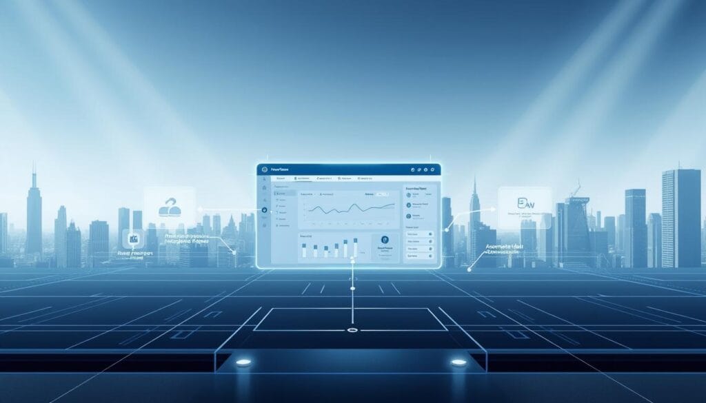A sleek, modern workflow integration process depicted in a digital art style. In the foreground, a central dashboard visualizes data flows, automation triggers, and integration points between various cloud-based business tools. The middle ground showcases seamless data synchronization and the automated categorization of expenses. In the background, a minimalist, high-tech cityscape sets the scene, with clean lines, holographic interfaces, and a subtle color palette of blues, grays, and whites. Dramatic lighting casts dynamic shadows, enhancing the sense of depth and technological sophistication. The overall mood is one of efficiency, productivity, and streamlined digital transformation. A sleek, modern workflow integration process depicted in a digital art style. In the foreground, a central dashboard visualizes data flows, automation triggers, and integration points between various cloud-based business tools. The middle ground showcases seamless data synchronization and the automated categorization of expenses. In the background, a minimalist, high-tech cityscape sets the scene, with clean lines, holographic interfaces, and a subtle color palette of blues, grays, and whites. Dramatic lighting casts dynamic shadows, enhancing the sense of depth and technological sophistication. The overall mood is one of efficiency, productivity, and streamlined digital transformation.