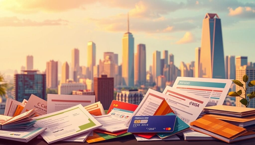 A vibrant and dynamic illustration of "top business line of credit options for 2025". In the foreground, a diverse array of financial documents and credit cards representing the various lending products on offer. In the middle ground, a cityscape backdrop with towering skyscrapers, hinting at the commercial landscape. Warm, soft lighting illuminates the scene, creating a sense of professionalism and prosperity. The overall composition conveys a mood of opportunity, flexibility, and the promise of financial growth for businesses in the year ahead. A vibrant and dynamic illustration of "top business line of credit options for 2025". In the foreground, a diverse array of financial documents and credit cards representing the various lending products on offer. In the middle ground, a cityscape backdrop with towering skyscrapers, hinting at the commercial landscape. Warm, soft lighting illuminates the scene, creating a sense of professionalism and prosperity. The overall composition conveys a mood of opportunity, flexibility, and the promise of financial growth for businesses in the year ahead.