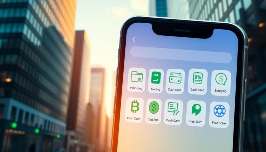 A vibrant, modern image showcasing the key features of the Cash App digital payment platform. In the foreground, a smartphone displays the app's sleek user interface, highlighting intuitive controls for sending, receiving, and managing funds. The middle ground features stylized icons representing the app's versatile functionalities, such as cryptocurrency trading, cash card, and direct deposit. The background evokes a dynamic, urban setting with skyscrapers and a subtle, gradient-based color scheme that complements the app's branding. The lighting is warm and inviting, creating a sense of accessibility and user-friendliness. The overall composition emphasizes the app's seamless integration into modern, on-the-go lifestyles. A vibrant, modern image showcasing the key features of the Cash App digital payment platform. In the foreground, a smartphone displays the app's sleek user interface, highlighting intuitive controls for sending, receiving, and managing funds. The middle ground features stylized icons representing the app's versatile functionalities, such as cryptocurrency trading, cash card, and direct deposit. The background evokes a dynamic, urban setting with skyscrapers and a subtle, gradient-based color scheme that complements the app's branding. The lighting is warm and inviting, creating a sense of accessibility and user-friendliness. The overall composition emphasizes the app's seamless integration into modern, on-the-go lifestyles.