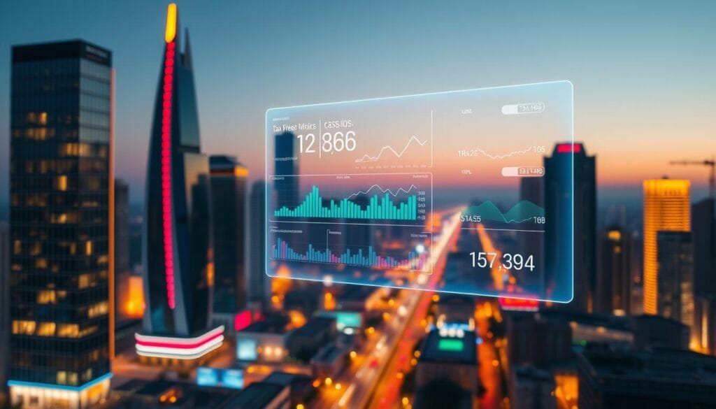 A vibrant, unobstructed cityscape at dusk, with sleek high-rise buildings and neon-lit streets. In the foreground, a glowing holographic interface depicts a series of seamless, tax-free cryptocurrency transactions. The interface displays colorful charts, graphs, and transaction histories floating ethereally above the city. The overall scene conveys a sense of technological advancement, financial freedom, and a world where crypto transactions are as effortless as the city lights below. Soft, warm lighting casts a futuristic glow, while a subtle depth of field emphasizes the holographic interface as the focal point. The image captures the essence of a thriving, innovative crypto ecosystem, free from the constraints of traditional taxation.
