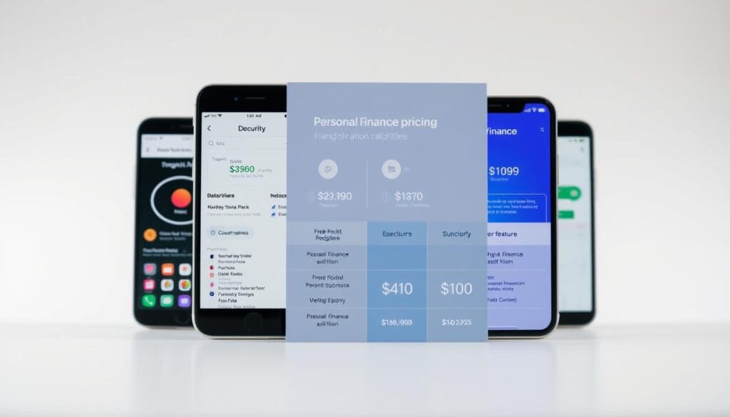 A well-lit, detailed comparison of popular personal finance app subscriptions, showcasing their pricing models. In the foreground, several smartphone screens display the app interfaces, highlighting the free and paid tiers. In the middle ground, a minimalist infographic juxtaposes the key features and costs of the subscription plans. The background is a soft, blurred gradient evocative of financial data visualizations, lending an air of professionalism and authority to the scene. The overall mood is informative and visually engaging, inviting the viewer to explore the nuances of personal finance app pricing. A well-lit, detailed comparison of popular personal finance app subscriptions, showcasing their pricing models. In the foreground, several smartphone screens display the app interfaces, highlighting the free and paid tiers. In the middle ground, a minimalist infographic juxtaposes the key features and costs of the subscription plans. The background is a soft, blurred gradient evocative of financial data visualizations, lending an air of professionalism and authority to the scene. The overall mood is informative and visually engaging, inviting the viewer to explore the nuances of personal finance app pricing.
