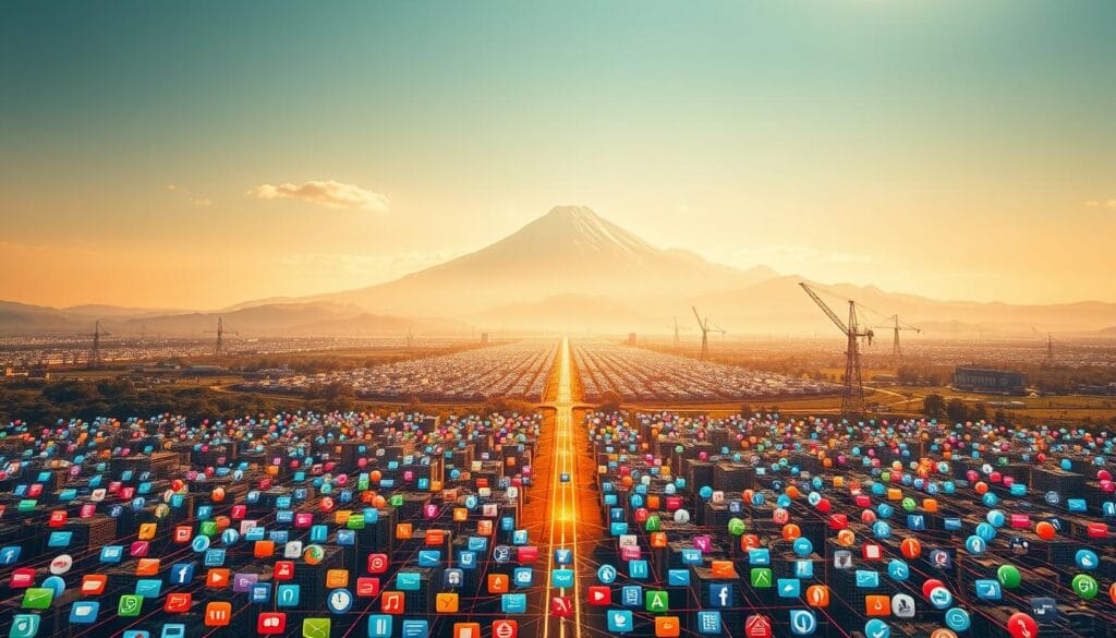 An expansive landscape of AI-powered apps, each a vibrant sphere of innovation and capability. In the foreground, a diverse array of app icons, each showcasing the unique strengths and specialties of the latest AI breakthroughs. The middle ground reveals a network of interconnected pathways, highlighting the synergies and interdependencies between these remarkable digital tools. Towering in the background, a majestic mountain range of processing power and cloud infrastructure, the foundation upon which this thriving AI ecosystem is built. The scene is bathed in a warm, golden light, conveying a sense of optimism and boundless potential. A wide-angle, high-definition lens captures the grandeur and complexity of this AI app landscape, inviting the viewer to explore and discover the most powerful and transformative AI applications. An expansive landscape of AI-powered apps, each a vibrant sphere of innovation and capability. In the foreground, a diverse array of app icons, each showcasing the unique strengths and specialties of the latest AI breakthroughs. The middle ground reveals a network of interconnected pathways, highlighting the synergies and interdependencies between these remarkable digital tools. Towering in the background, a majestic mountain range of processing power and cloud infrastructure, the foundation upon which this thriving AI ecosystem is built. The scene is bathed in a warm, golden light, conveying a sense of optimism and boundless potential. A wide-angle, high-definition lens captures the grandeur and complexity of this AI app landscape, inviting the viewer to explore and discover the most powerful and transformative AI applications.