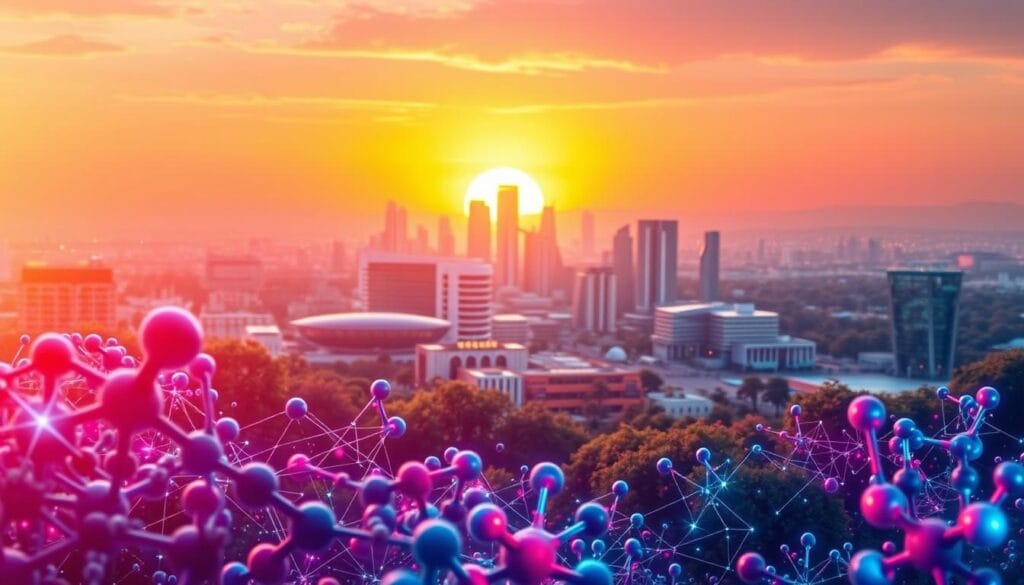 Biotech stocks in 2025, a dynamic future depicted. In the foreground, a vibrant array of molecular structures and animated graphs, representing the cutting-edge innovations transforming the industry. The middle ground features a skyline of gleaming biotechnology campuses, their sleek designs mirroring the sector's rapid growth. In the background, a vibrant, sunrise-tinged horizon, symbolizing the promising prospects for the biotech market. Warm, diffused lighting casts a hopeful glow, while a cinematic depth-of-field lens emphasizes the grand scale of this visionary landscape. An atmosphere of optimism and technological progress pervades, inspiring confidence in the sector's high-growth potential. Biotech stocks in 2025, a dynamic future depicted. In the foreground, a vibrant array of molecular structures and animated graphs, representing the cutting-edge innovations transforming the industry. The middle ground features a skyline of gleaming biotechnology campuses, their sleek designs mirroring the sector's rapid growth. In the background, a vibrant, sunrise-tinged horizon, symbolizing the promising prospects for the biotech market. Warm, diffused lighting casts a hopeful glow, while a cinematic depth-of-field lens emphasizes the grand scale of this visionary landscape. An atmosphere of optimism and technological progress pervades, inspiring confidence in the sector's high-growth potential.