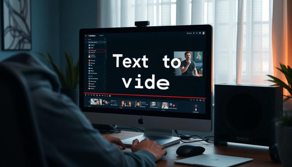 Create an image of a video creator using text-to-video feature Create an image of a video creator using text-to-video feature