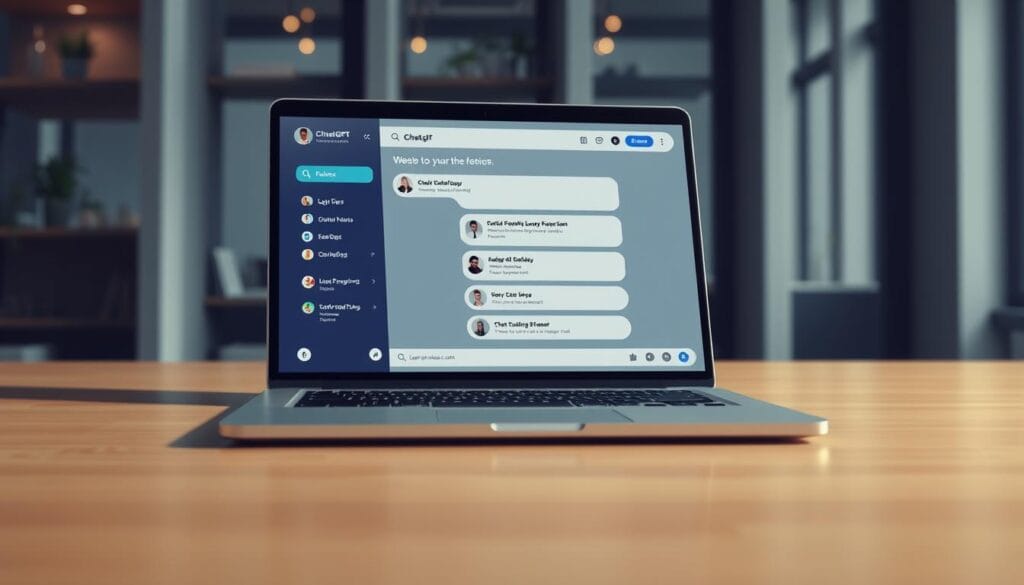 Generate an image of ChatGPT interface on a laptop screen Generate an image of ChatGPT interface on a laptop screen