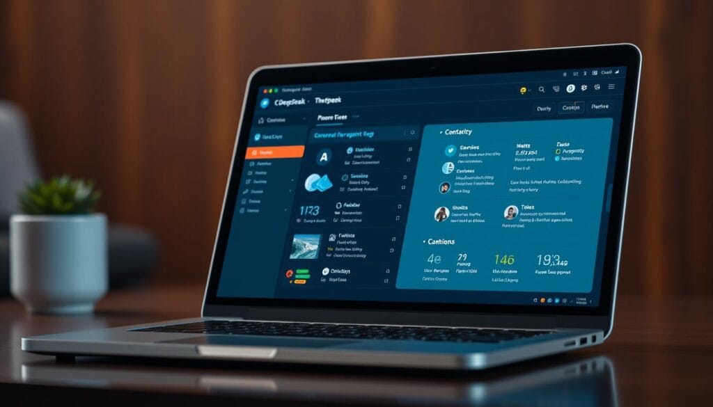 Generate an image of DeepSeek AI interface on a laptop screen Generate an image of DeepSeek AI interface on a laptop screen