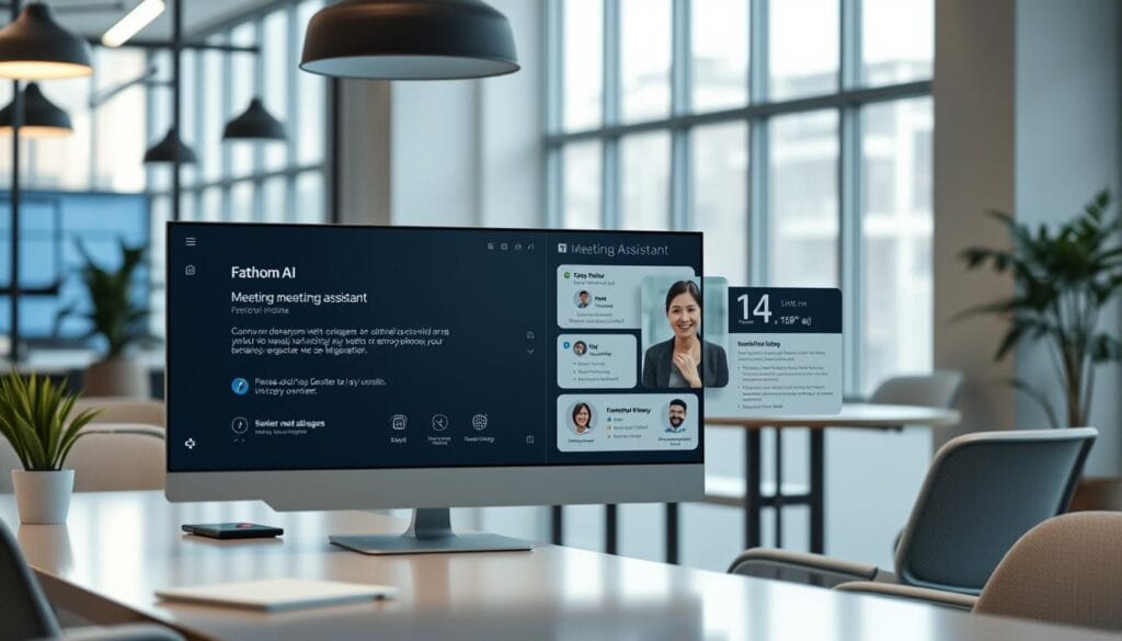 Generate an image of Fathom AI meeting assistant interface Generate an image of Fathom AI meeting assistant interface