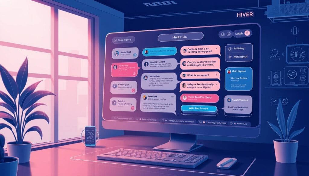 Generate an image of Hiver AI customer service interface Generate an image of Hiver AI customer service interface