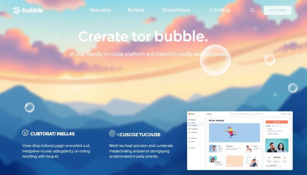 Generate an image representing Bubble, a no-code platform for building web applications. Generate an image representing Bubble, a no-code platform for building web applications.