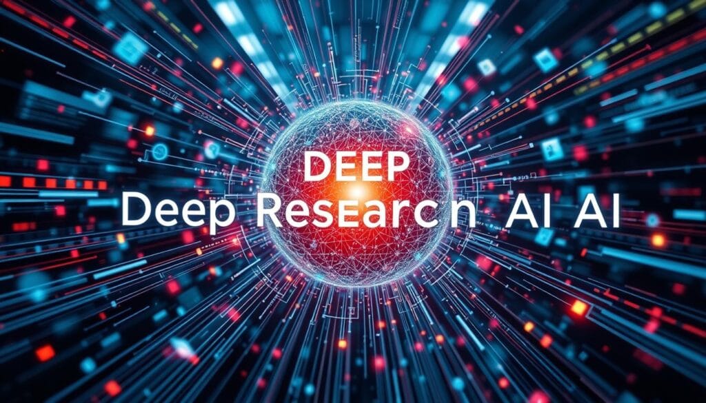 Generate an image representing Deep Research AI, a tool designed for in-depth information gathering and analysis. Generate an image representing Deep Research AI, a tool designed for in-depth information gathering and analysis.