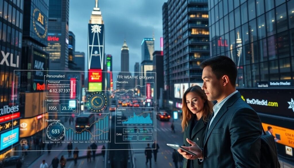A bustling financial district in the year 2025, where AI-powered wealth management solutions take center stage. In the foreground, a sleek holographic interface displays personalized financial data and investment recommendations. In the middle ground, a team of financial advisors collaborate with intelligent algorithms, their faces lit by the glow of digital screens. The background showcases a panoramic view of the city, with skyscrapers adorned with intelligent automation systems, reflecting the seamless integration of technology and finance. The scene conveys a sense of innovation, efficiency, and the transformative power of AI in the modern wealth management landscape. A bustling financial district in the year 2025, where AI-powered wealth management solutions take center stage. In the foreground, a sleek holographic interface displays personalized financial data and investment recommendations. In the middle ground, a team of financial advisors collaborate with intelligent algorithms, their faces lit by the glow of digital screens. The background showcases a panoramic view of the city, with skyscrapers adorned with intelligent automation systems, reflecting the seamless integration of technology and finance. The scene conveys a sense of innovation, efficiency, and the transformative power of AI in the modern wealth management landscape.
