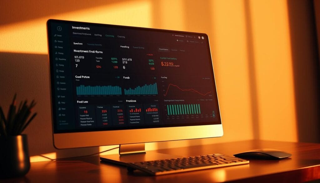 A detailed financial analysis dashboard displayed on a sleek, modern desktop computer. The screen showcases various investment platform options, with clear visualizations of fees, fund performance, and minimum investment requirements. The user interface is intuitive and elegant, with clean typography and well-organized data. The scene is bathed in warm, directional lighting, casting subtle shadows and highlights that accentuate the technological sophistication. The angle is slightly elevated, giving a sense of authority and professionalism. The overall mood is one of thoughtful, informed decision-making in the pursuit of passive income opportunities. A detailed financial analysis dashboard displayed on a sleek, modern desktop computer. The screen showcases various investment platform options, with clear visualizations of fees, fund performance, and minimum investment requirements. The user interface is intuitive and elegant, with clean typography and well-organized data. The scene is bathed in warm, directional lighting, casting subtle shadows and highlights that accentuate the technological sophistication. The angle is slightly elevated, giving a sense of authority and professionalism. The overall mood is one of thoughtful, informed decision-making in the pursuit of passive income opportunities.