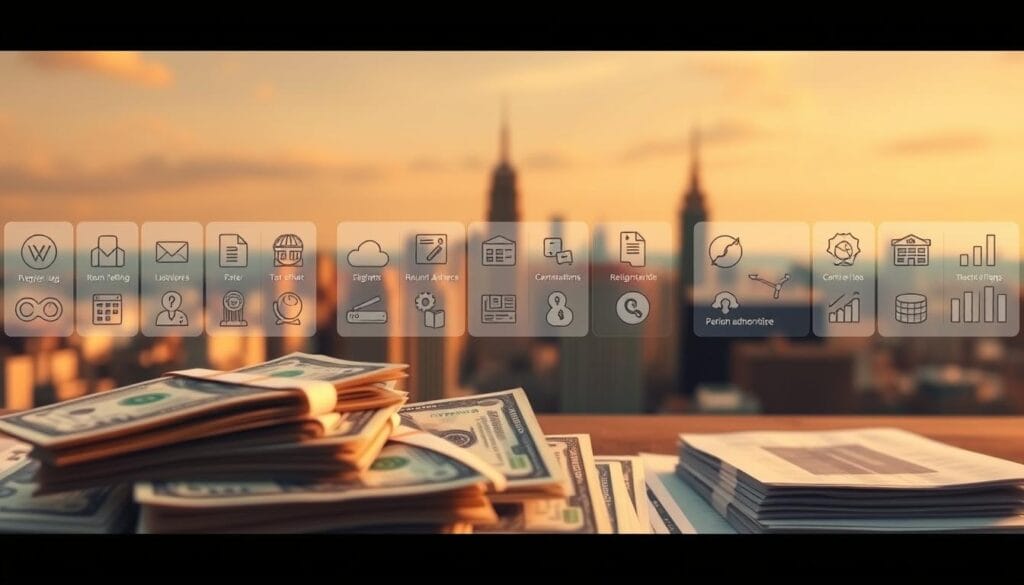 A detailed illustration of various tax refund advance options, captured through a wide-angle lens in a warm, muted color palette. In the foreground, a stack of dollar bills and financial documents, conveying the tangible nature of tax refunds. The middle ground features an array of icons and graphics representing different refund advance programs, each with distinct characteristics. In the background, a blurred city skyline, suggesting the broader financial landscape. Soft, directional lighting casts subtle shadows, creating depth and emphasizing the key elements. The overall atmosphere is one of financial security and forward-thinking, reflecting the importance of understanding tax refund strategies.