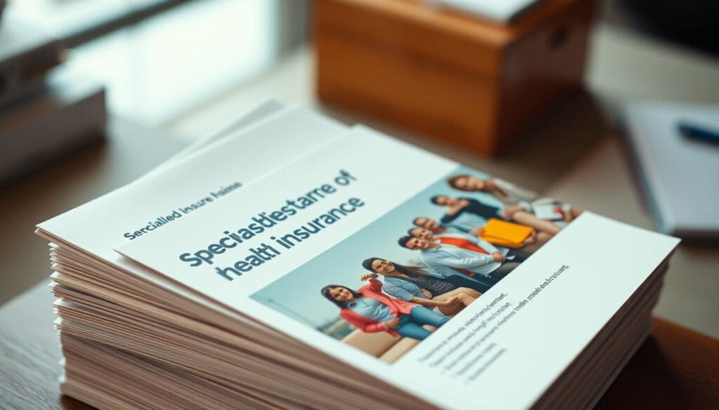 A high-angle close-up view of a stack of specialized health insurance brochures and documents, with a clean and minimalist design. The brochures feature modern typography, vibrant colors, and imagery depicting the diverse gig worker lifestyle. The lighting is soft and even, creating a professional and trustworthy atmosphere. The background is out of focus, allowing the insurance materials to be the focal point. The overall composition conveys a sense of security, flexibility, and tailored coverage for the unique needs of gig economy workers. A high-angle close-up view of a stack of specialized health insurance brochures and documents, with a clean and minimalist design. The brochures feature modern typography, vibrant colors, and imagery depicting the diverse gig worker lifestyle. The lighting is soft and even, creating a professional and trustworthy atmosphere. The background is out of focus, allowing the insurance materials to be the focal point. The overall composition conveys a sense of security, flexibility, and tailored coverage for the unique needs of gig economy workers.