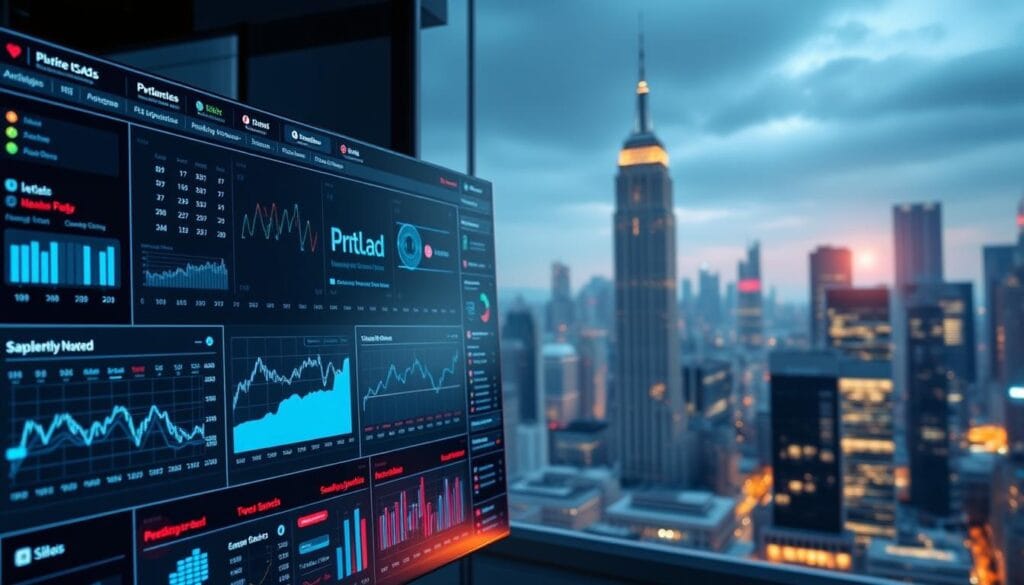 A modern investment trading platform interface, with a sleek and intuitive dashboard displaying real-time market data, portfolio analytics, and seamless integration with various financial services. In the foreground, a user navigates the platform, examining charts and graphs through a high-resolution touchscreen display, illuminated by soft, diffused lighting. The middle ground features a scrolling feed of financial news and updates, while the background showcases a cityscape of skyscrapers, suggesting the global scale and interconnectedness of the platform. The overall atmosphere conveys a sense of precision, efficiency, and the cutting-edge of fintech innovation. A modern investment trading platform interface, with a sleek and intuitive dashboard displaying real-time market data, portfolio analytics, and seamless integration with various financial services. In the foreground, a user navigates the platform, examining charts and graphs through a high-resolution touchscreen display, illuminated by soft, diffused lighting. The middle ground features a scrolling feed of financial news and updates, while the background showcases a cityscape of skyscrapers, suggesting the global scale and interconnectedness of the platform. The overall atmosphere conveys a sense of precision, efficiency, and the cutting-edge of fintech innovation.