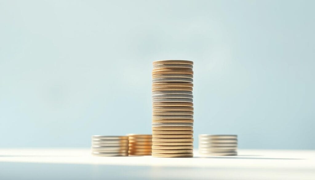 A modern, minimalist illustration depicting tax-advantaged investment accounts. In the foreground, a sleek tower of stacked coins representing different financial instruments such as 401(k), IRA, and HSA accounts. The midground features a stylized graph or chart visualizing the growth and tax benefits of these accounts over time. The background is a soft, blurred gradient in shades of blue and green, conveying a sense of stability and prosperity. The lighting is natural and warm, with subtle shadows adding depth and dimensionality to the composition. The overall tone is one of financial security, growth, and the long-term advantages of strategic tax planning.