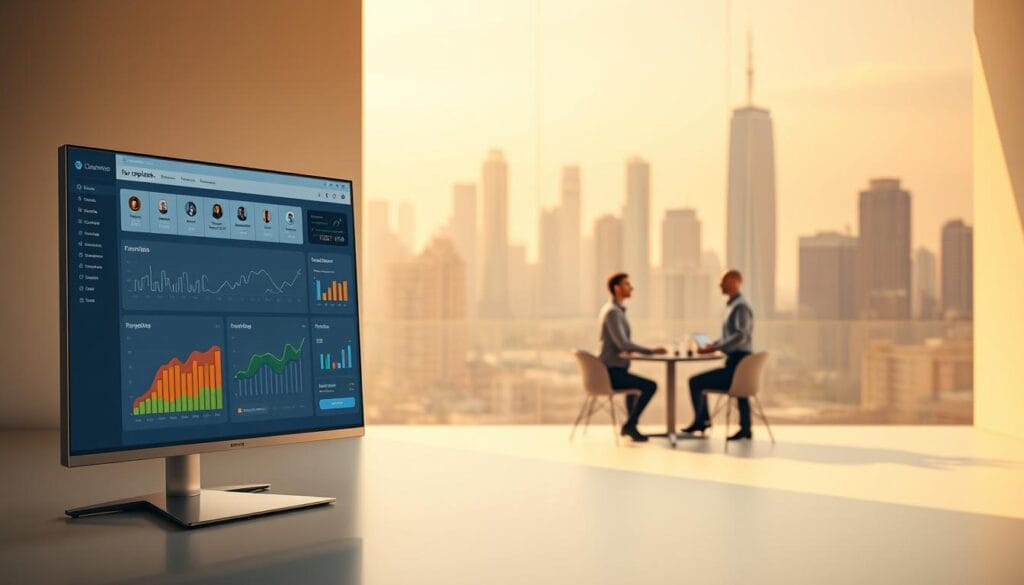 A modern, well-designed cryptocurrency tax reports platform, set against a sleek, minimalist backdrop. The platform's dashboard occupies the foreground, showcasing a clean, intuitive interface with interactive charts, graphs, and data visualizations. In the middle ground, a team of accountants and tax professionals collaborates seamlessly, leveraging the platform's advanced analytics and reporting tools. The background features a cityscape of skyscrapers, hinting at the platform's global reach and enterprise-level capabilities. Warm, natural lighting casts a professional, trustworthy atmosphere, with a focus on security, compliance, and user-friendly experience.