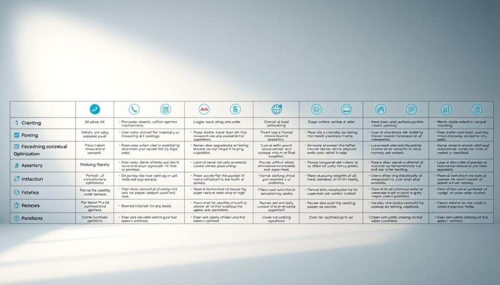 A neatly organized table with rows and columns showcasing various AI portfolio optimization tools. The table is set against a clean, minimalist background, illuminated by soft, diffused lighting. Each tool is depicted by a distinct icon or logo, highlighting its key features in a concise, easy-to-compare format. The overall layout is visually appealing, with a clear and informative presentation that allows the viewer to quickly grasp the comparative capabilities of the tools. The image conveys a sense of professionalism and utility, perfectly suited to illustrate the "Comparing AI Portfolio Optimization Tools" section of the article. A neatly organized table with rows and columns showcasing various AI portfolio optimization tools. The table is set against a clean, minimalist background, illuminated by soft, diffused lighting. Each tool is depicted by a distinct icon or logo, highlighting its key features in a concise, easy-to-compare format. The overall layout is visually appealing, with a clear and informative presentation that allows the viewer to quickly grasp the comparative capabilities of the tools. The image conveys a sense of professionalism and utility, perfectly suited to illustrate the "Comparing AI Portfolio Optimization Tools" section of the article.