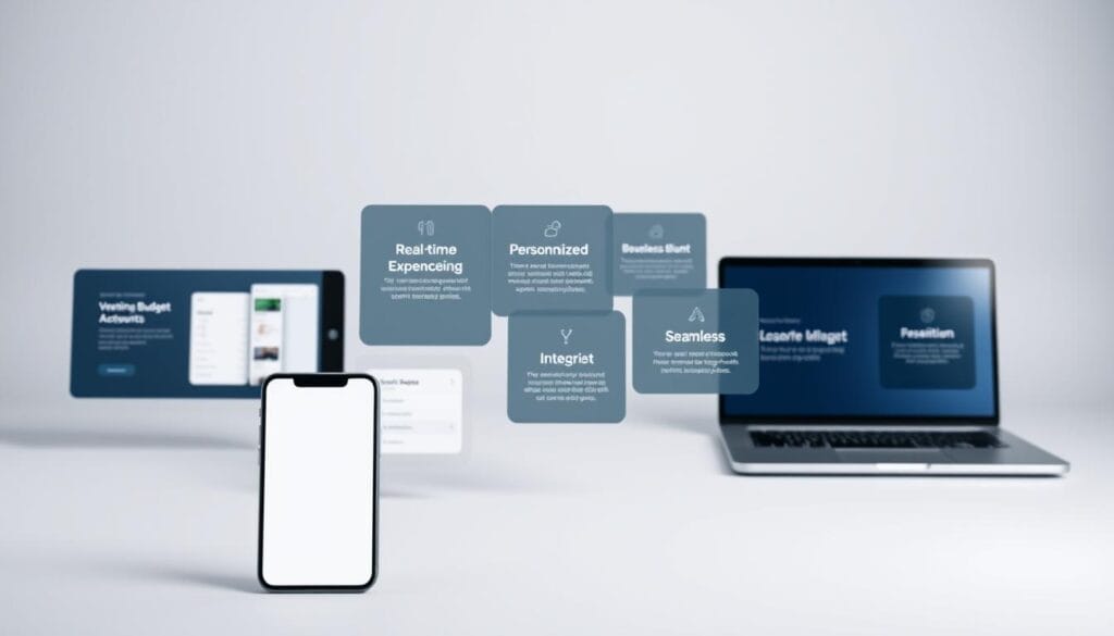 A sleek, minimalist comparison of popular budgeting apps displayed on a range of modern devices. In the foreground, a smartphone, tablet, and laptop showcase the clean, intuitive user interfaces of top fintech apps. The middle ground features a series of floating, translucent windows highlighting key features like real-time expense tracking, personalized budget recommendations, and seamless account integration. The background is a soft, muted gradient, creating a sense of focus and sophistication. Crisp lighting from the side and subtle reflections on the device screens enhance the high-tech, polished aesthetic. The overall composition conveys the efficiency, versatility, and user-friendly nature of these cutting-edge budgeting tools. A sleek, minimalist comparison of popular budgeting apps displayed on a range of modern devices. In the foreground, a smartphone, tablet, and laptop showcase the clean, intuitive user interfaces of top fintech apps. The middle ground features a series of floating, translucent windows highlighting key features like real-time expense tracking, personalized budget recommendations, and seamless account integration. The background is a soft, muted gradient, creating a sense of focus and sophistication. Crisp lighting from the side and subtle reflections on the device screens enhance the high-tech, polished aesthetic. The overall composition conveys the efficiency, versatility, and user-friendly nature of these cutting-edge budgeting tools.