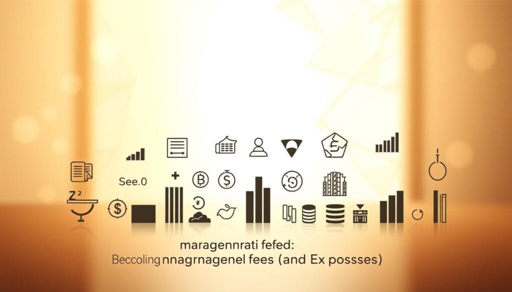 A sleek, minimalist illustration of portfolio fee structures. In the foreground, various financial icons and shapes representing different fees - management fees, expense ratios, trading costs, etc. - elegantly arranged in a clean, infographic-style layout. The middle ground features a soft, blurred background with geometric patterns and subtle gradients, creating depth and visual interest. Warm, studio lighting casts gentle shadows, lending a professional, modern aesthetic. The overall mood is one of clarity, precision, and informed financial decision-making - perfectly suited to illustrate the "Decoding Management Fees and Expense Ratios" section of the article. A sleek, minimalist illustration of portfolio fee structures. In the foreground, various financial icons and shapes representing different fees - management fees, expense ratios, trading costs, etc. - elegantly arranged in a clean, infographic-style layout. The middle ground features a soft, blurred background with geometric patterns and subtle gradients, creating depth and visual interest. Warm, studio lighting casts gentle shadows, lending a professional, modern aesthetic. The overall mood is one of clarity, precision, and informed financial decision-making - perfectly suited to illustrate the "Decoding Management Fees and Expense Ratios" section of the article.