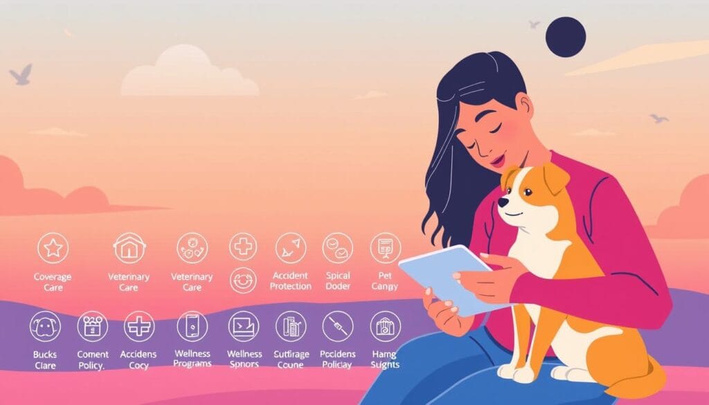 A stylized illustration of the latest pet insurance policies, showcasing a modern and comprehensive coverage plan. In the foreground, a vibrant pet owner reviews policy details on a sleek digital device, their loyal companion by their side. The middle ground features an array of icons representing key coverage areas, such as veterinary care, accident protection, and wellness programs, all neatly organized. In the background, a soft, gradient-infused sky frames the scene, conveying a sense of security and reassurance. The overall composition reflects the evolving landscape of pet insurance, highlighting the importance of staying up-to-date with the best options available in 2025. A stylized illustration of the latest pet insurance policies, showcasing a modern and comprehensive coverage plan. In the foreground, a vibrant pet owner reviews policy details on a sleek digital device, their loyal companion by their side. The middle ground features an array of icons representing key coverage areas, such as veterinary care, accident protection, and wellness programs, all neatly organized. In the background, a soft, gradient-infused sky frames the scene, conveying a sense of security and reassurance. The overall composition reflects the evolving landscape of pet insurance, highlighting the importance of staying up-to-date with the best options available in 2025.
