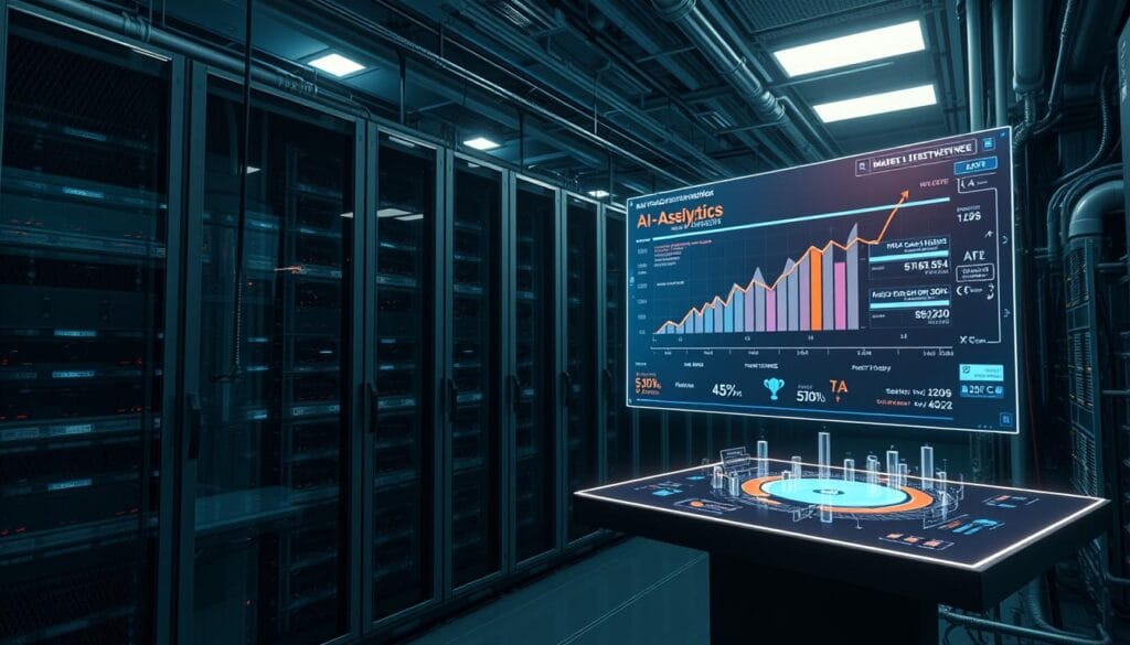 A vast, futuristic data center, its sleek servers and cooling towers bathed in a soft, ambient glow. Alongside, a complex network of cables, pipes, and sensors monitoring the flow of information and energy. In the foreground, a holographic display showcases real-time analytics, projecting AI-powered risk assessments and investment strategies. The scene conveys a sense of technological sophistication and precision, reflecting the advanced capabilities of the AI infrastructure powering the investment decision-making process. A vast, futuristic data center, its sleek servers and cooling towers bathed in a soft, ambient glow. Alongside, a complex network of cables, pipes, and sensors monitoring the flow of information and energy. In the foreground, a holographic display showcases real-time analytics, projecting AI-powered risk assessments and investment strategies. The scene conveys a sense of technological sophistication and precision, reflecting the advanced capabilities of the AI infrastructure powering the investment decision-making process.