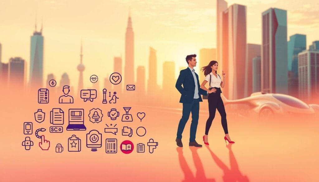 A vibrant tableau showcasing the diverse coverage options available to gig economy workers in 2025. In the foreground, a collage of icons representing various insurance policies - health, life, disability, liability, and more - artfully arranged against a soft, gradient background. In the middle ground, stylized human figures in dynamic poses, their expressions conveying a sense of security and protection. The background features a sleek, futuristic cityscape, with skyscrapers and hover-cars, bathed in warm, diffused lighting that creates a sense of optimism and progress. The overall composition is clean, modern, and visually striking, reflecting the advanced, flexible, and comprehensive insurance solutions tailored for the evolving needs of the gig workforce.