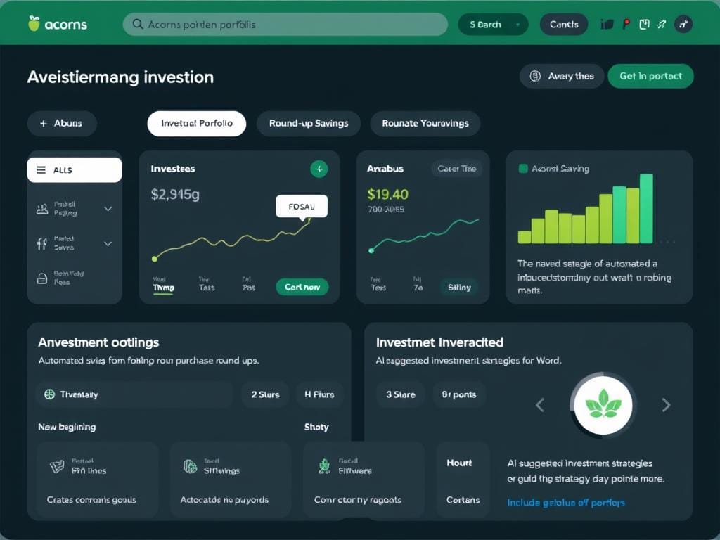 Acorns AI Grow showing micro-investing and round-up savings features Acorns AI Grow showing micro-investing and round-up savings features