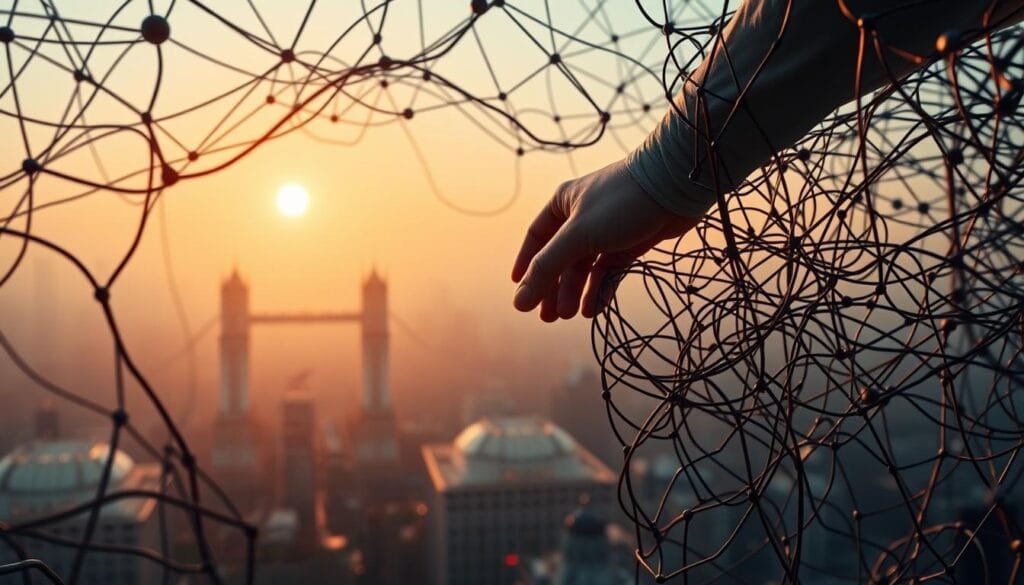 Amidst a complex network of digital ledgers, a blockchain transaction faces challenges. In the foreground, a hand navigates through a tangled web of blockchain nodes, symbolizing the intricacies of the payment process. The middle ground reveals a series of digital wallets, each representing a potential point of friction, while the background depicts a hazy cityscape, alluding to the global implications of these technological hurdles. The scene is illuminated by a warm, golden light, casting an air of contemplation and the search for solutions. A sense of depth and perspective guides the viewer through the layers of this dynamic, thought-provoking image. Amidst a complex network of digital ledgers, a blockchain transaction faces challenges. In the foreground, a hand navigates through a tangled web of blockchain nodes, symbolizing the intricacies of the payment process. The middle ground reveals a series of digital wallets, each representing a potential point of friction, while the background depicts a hazy cityscape, alluding to the global implications of these technological hurdles. The scene is illuminated by a warm, golden light, casting an air of contemplation and the search for solutions. A sense of depth and perspective guides the viewer through the layers of this dynamic, thought-provoking image.
