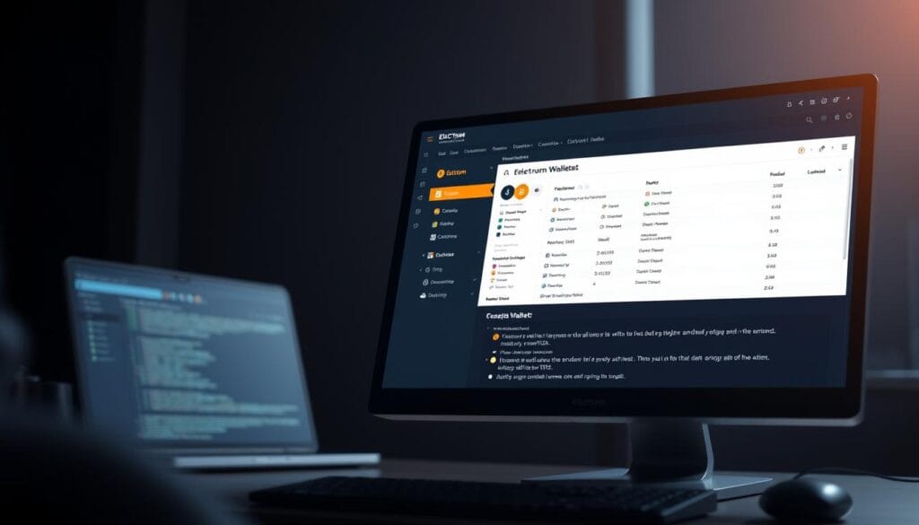 An image of the Electrum wallet interface on a desktop screen, highlighting its user-friendly design and advanced features. An image of the Electrum wallet interface on a desktop screen, highlighting its user-friendly design and advanced features.