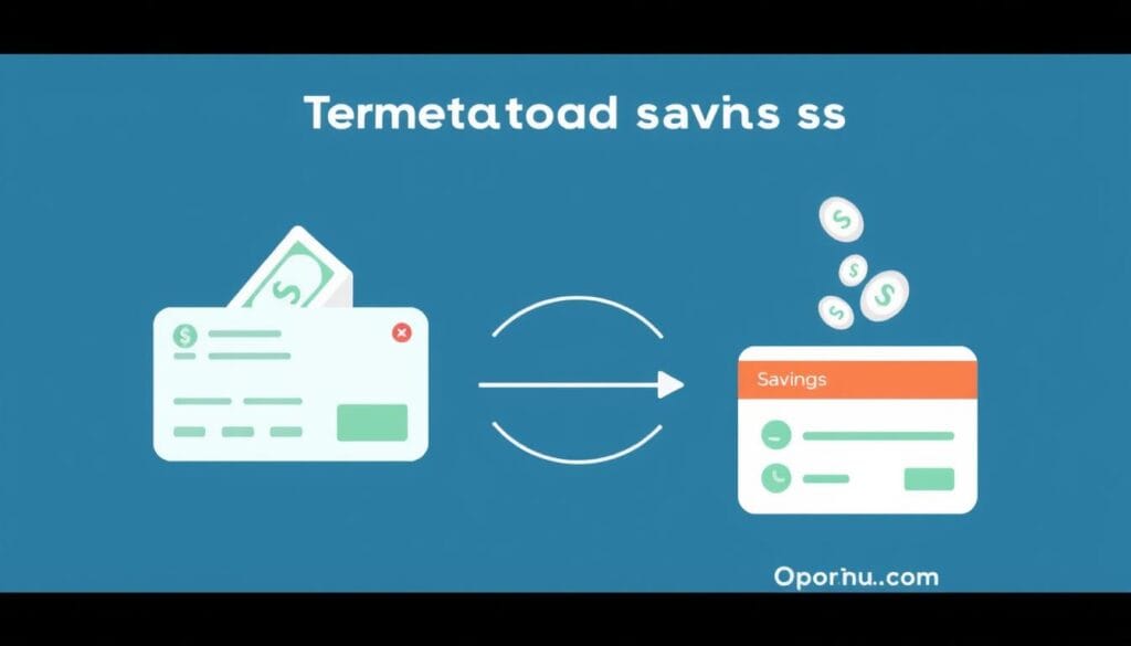 An image representing Oportun's automated savings process, with a visual of a checking account and savings account.