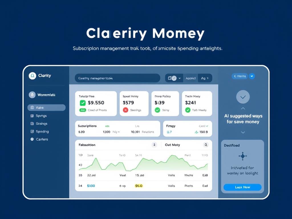 Clarity Money AI showing subscription management and savings recommendations Clarity Money AI showing subscription management and savings recommendations