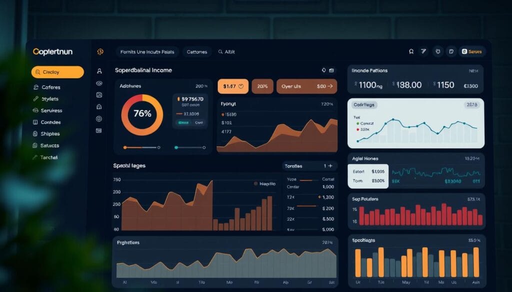 Generate an image illustrating Oportun Set and Save's analysis of income and spending patterns on a user's dashboard. Generate an image illustrating Oportun Set and Save's analysis of income and spending patterns on a user's dashboard.