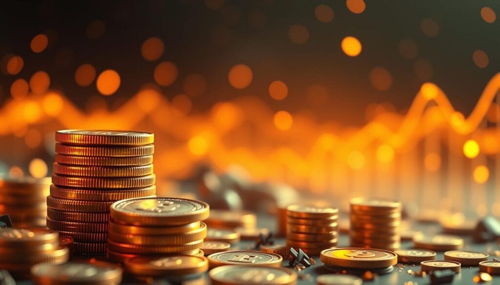 Generate an image illustrating cryptocurrency staking and passive income