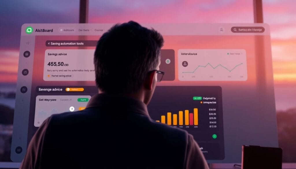 Generate an image of Albert's dashboard showing savings automation and human expert advice
