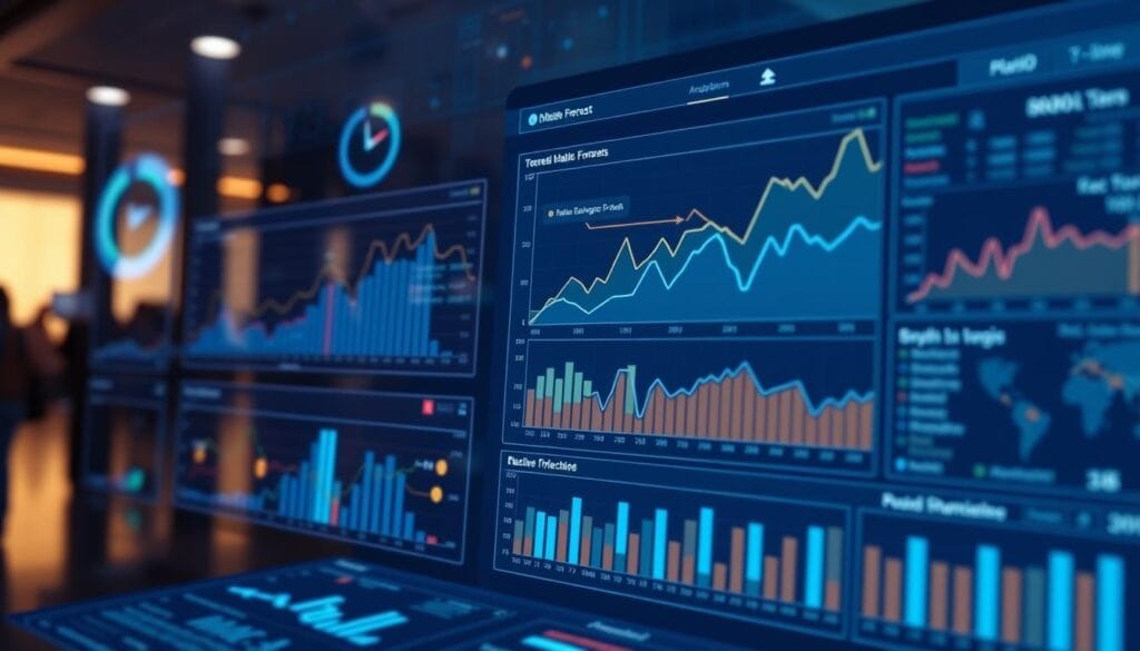 Generate an image of Anaplan's PlanIQ technology in action, displaying complex loan structure forecasts