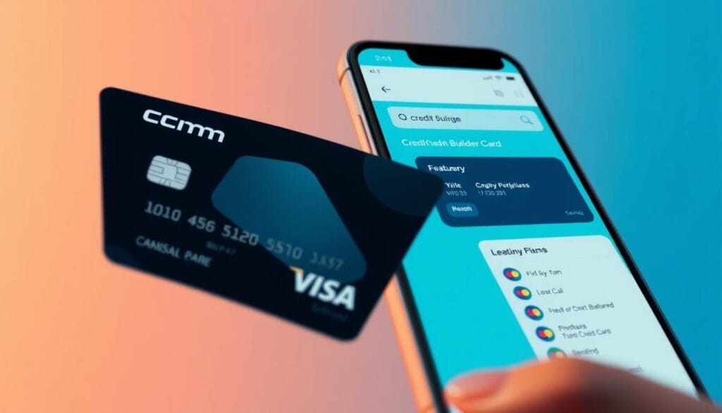 Generate an image of Chime's Credit Builder Card and mobile app interface.
