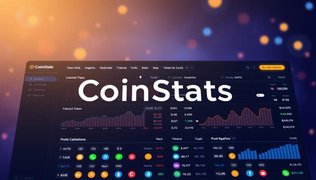 Generate an image of CoinStats interface, highlighting DeFi and NFT tracking features.
