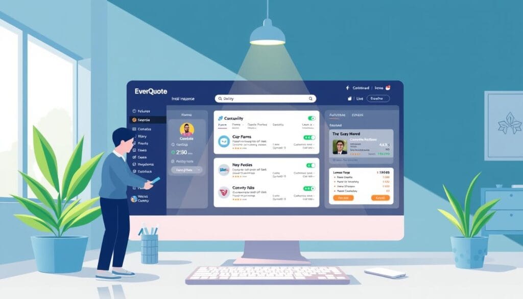 Generate an image of EverQuote's insurance marketplace interface.