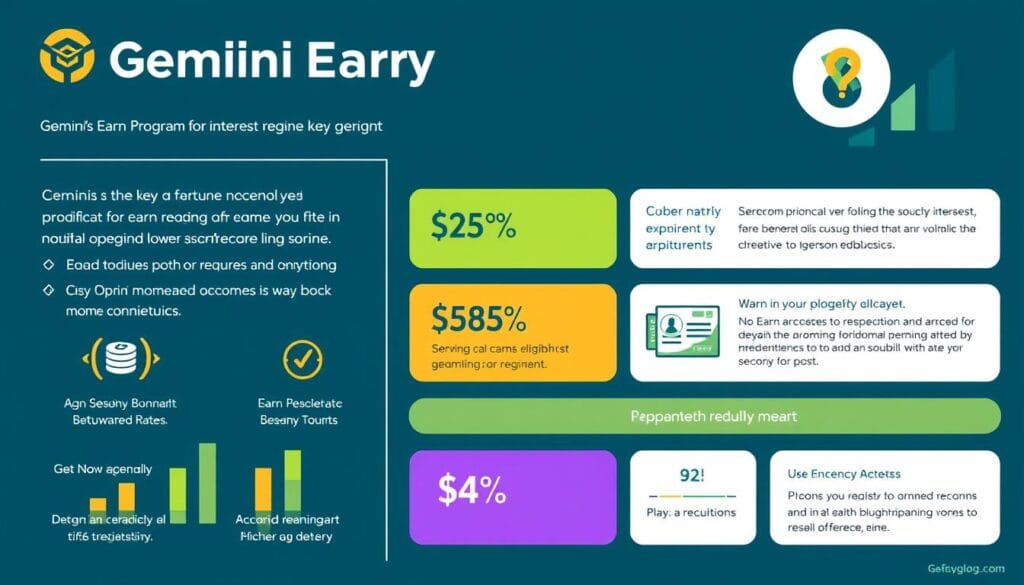 Generate an image of Gemini's Earn program details. Generate an image of Gemini's Earn program details.